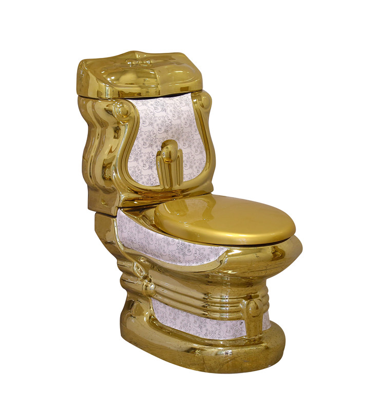 Ceramic gold toilet products Relief  gold bathroom design two-piece toilet for the high definition