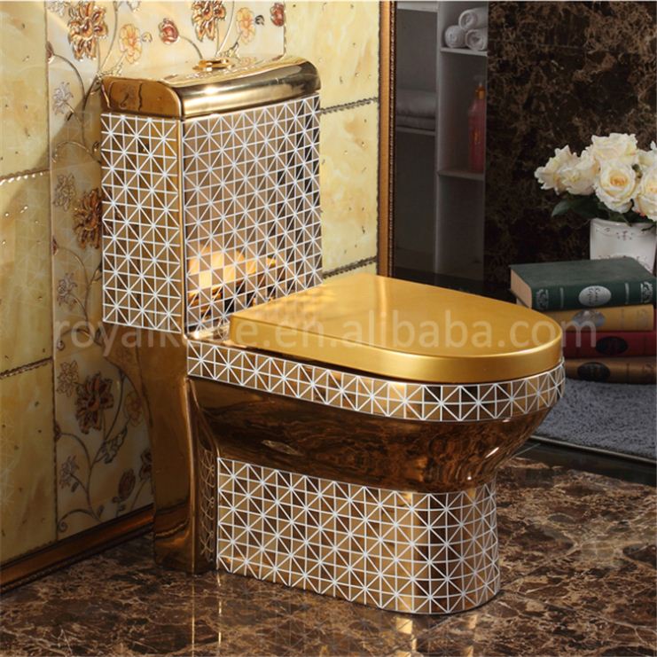 ceramic gold color toilet bowl bathroom golden wc toilet